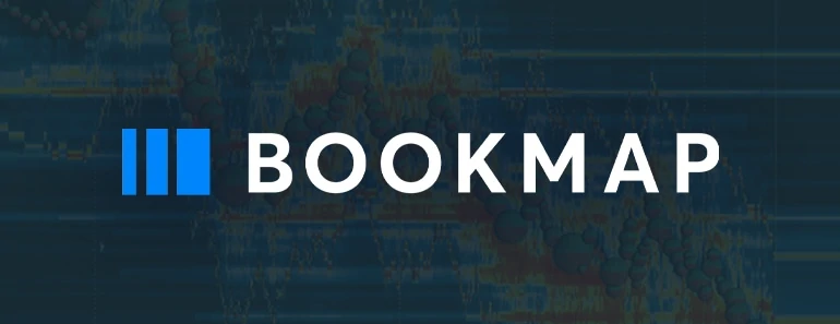 Bookmap Interface showing a heatmap of resting liquidity and volume bubbles representing aggressive market orders