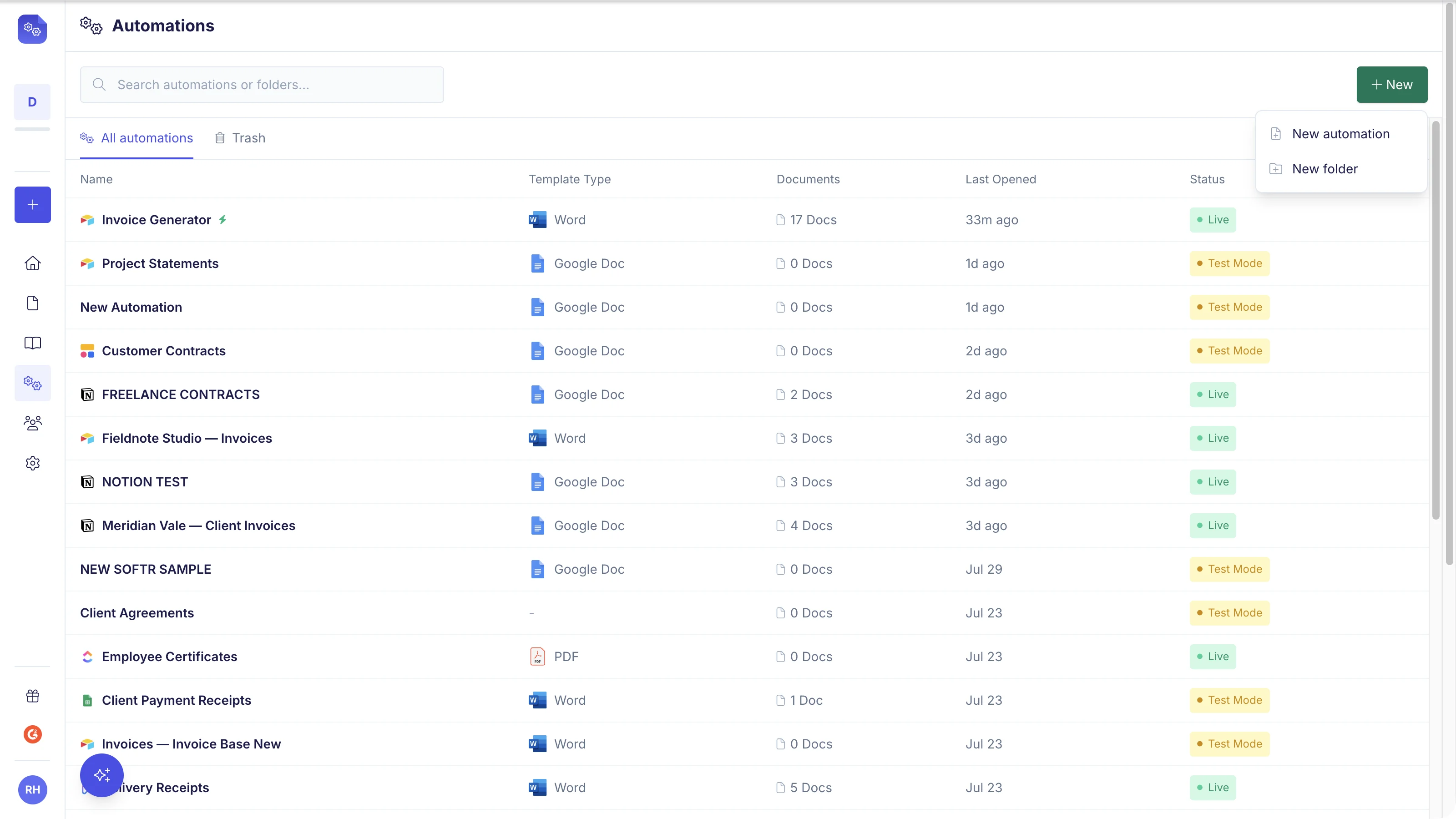 DocsAutomator Dashboard: Connecting visual Google Docs templates to relational database records
