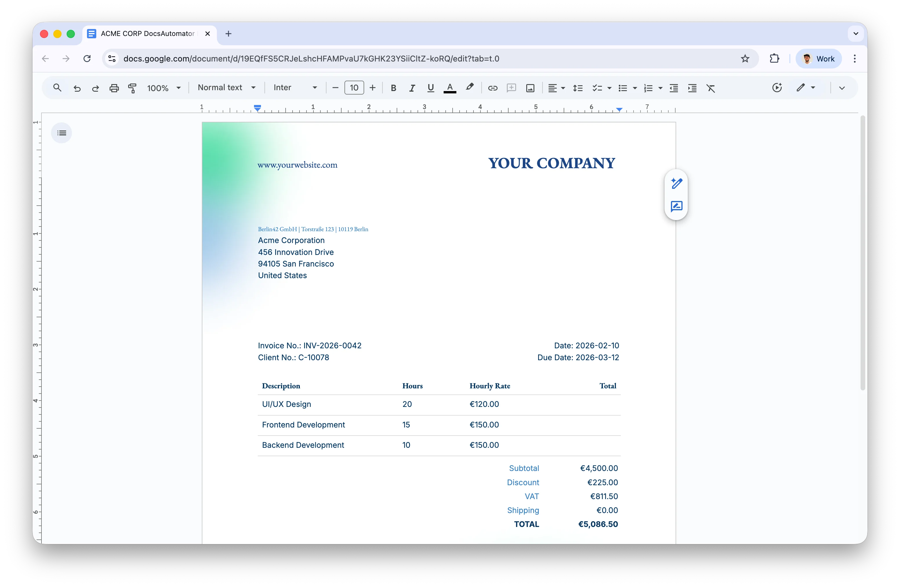 DocsAutomator Google Docs and Word Template Builder and tag mapping interface