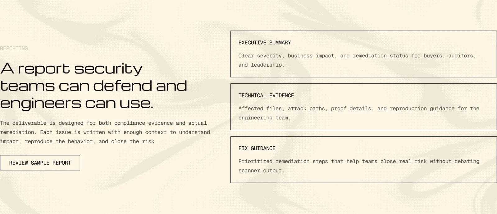 Hacktron pentest report structure: executive summary, technical evidence and fix guidance