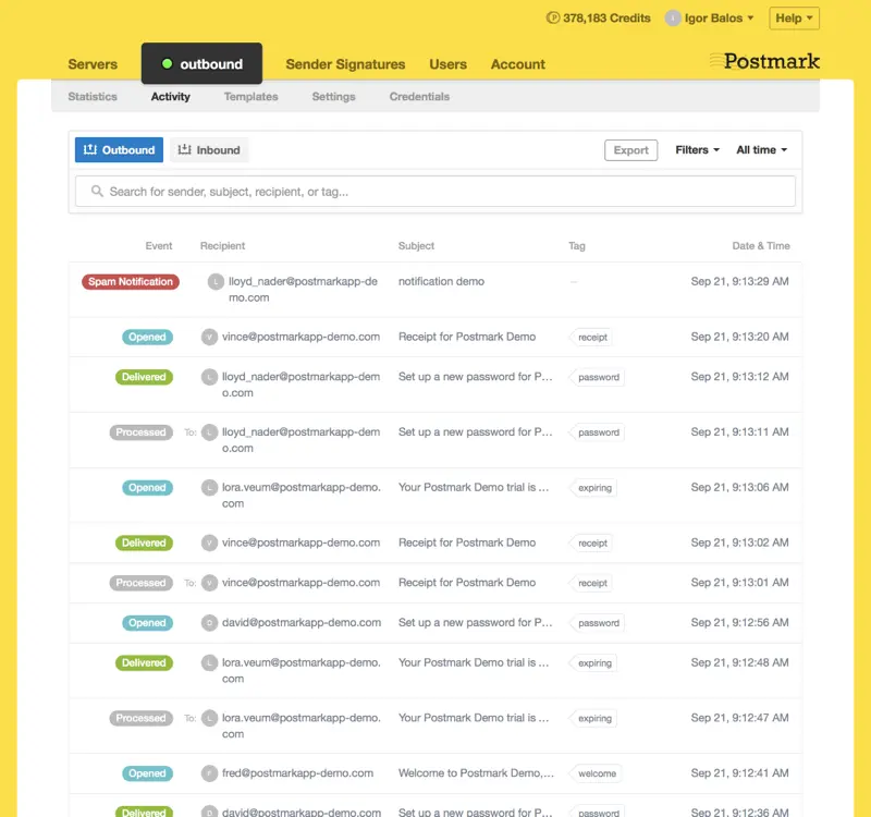 Postmark Activity Logs: Full content search and delivery diagnostics for rapid troubleshooting.