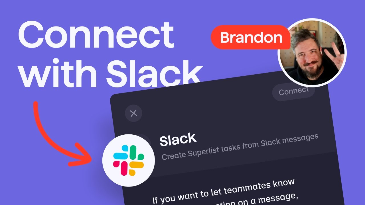Superlist Integrations dashboard displaying configured sync paths for Google Calendar, Gmail, Slack, and GitHub.