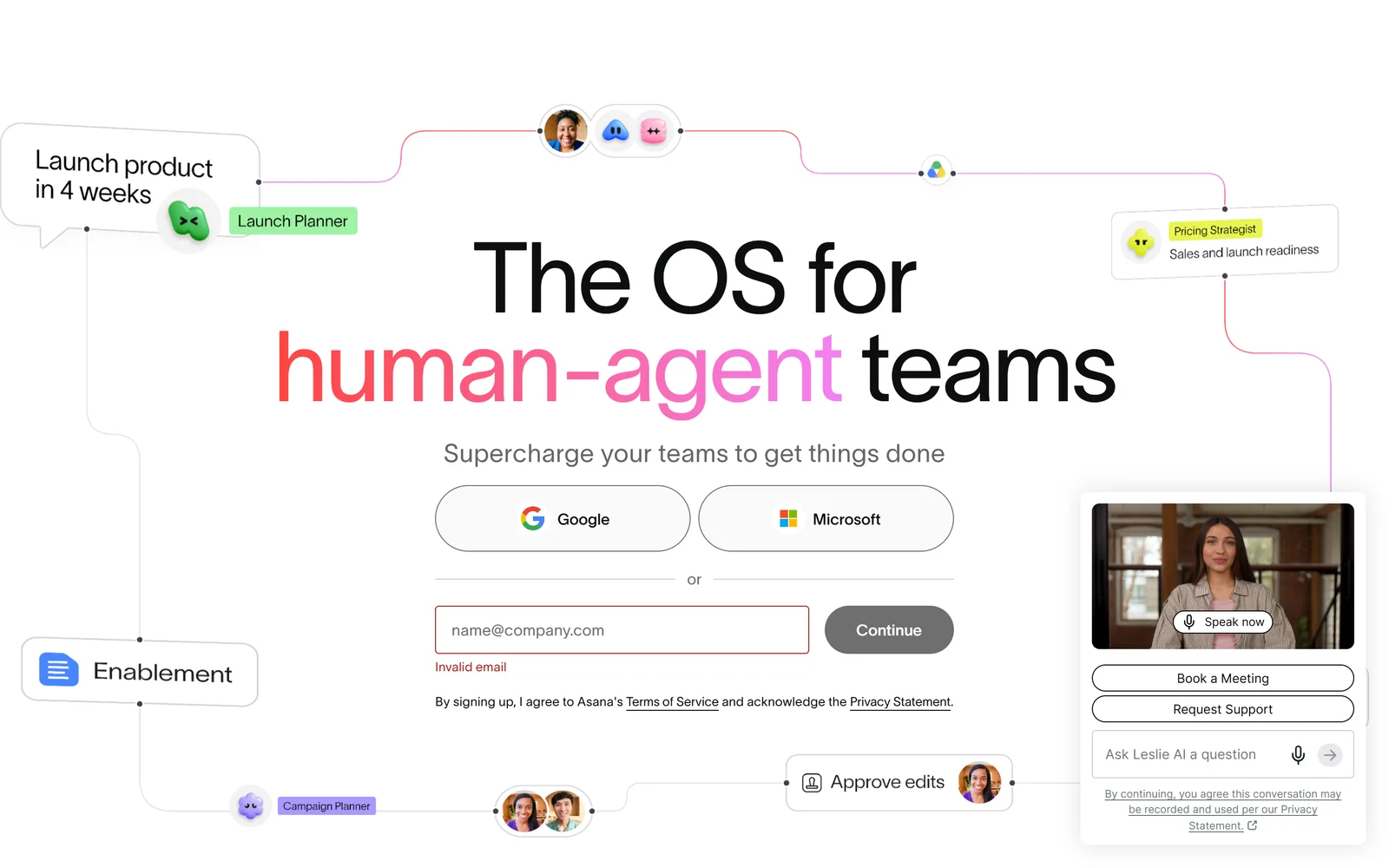 Asana homepage showing project timelines, goals and workflows